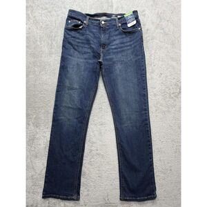 George Jeans Mens 34x30 Dark Wash Blue Straight Leg Stretch Denim Pants Casual